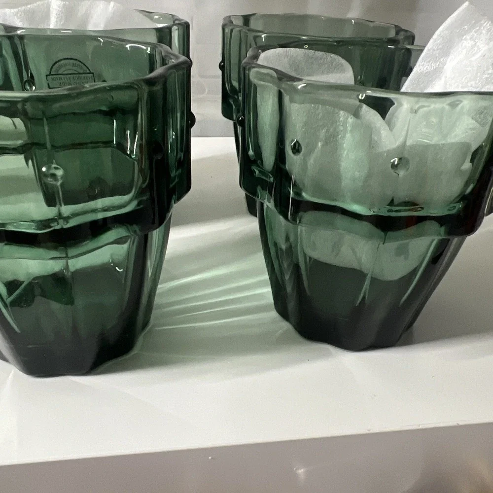 CACTUS 4 Stacking Glasses CUPS Green Unique Drinking Nesting